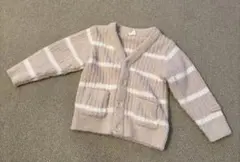 【KIDS】ベビモコ　ボーダー　カーディガン　S ベージュ系　ジェラピケ　定番