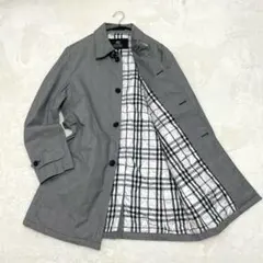 美品✨バーバリーブラックレーベル　ノバチェック　ステンカラーコート Lサイズ