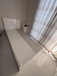 シングルベッドフレーム ホワイト 引き出し付き