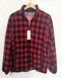 【新品タグ付き】ユニクロ　フリース　ジャケット　フルジップ　赤　黒　サイズL