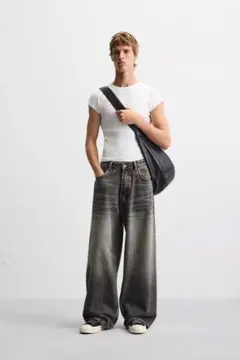 ZARA エクストラバギー　スーパーバギーデニム　34 W28