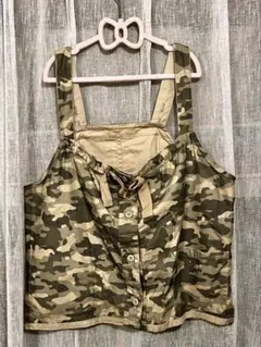 niko and... 迷彩柄ベージュ ストラップ付きリバーシブルベスト