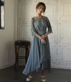 epic day レース＆シフォンロングパーティードレス グリーン