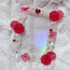 即購入OK❤︎硬質ケースデコ ホイップデコ 赤 薔薇 ハート レッド No.412