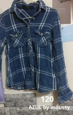 AZUL by moussy チェック柄長袖シャツ 120