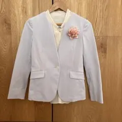 入学式　入園式　ライトブルー ノーカラージャケットとブラウスセット