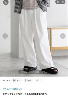 ASTRONOMY ワイドパンツ Lサイズ ホワイト