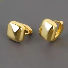 No.426 スクエアフープピアス ステンレス ワンタッチピアス シンプル