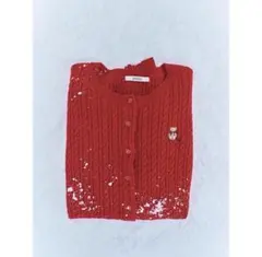 SNIDEL リボンベアニットカーディガン RED