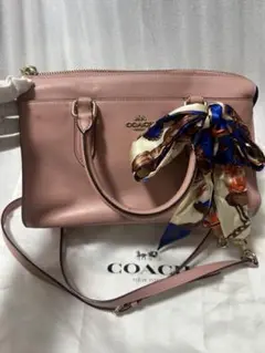 コーチCOACH 本革ピンク 2wayハンドバッグ ショルダー付きカビあり現状品