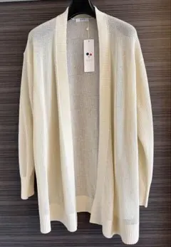 タグ付新品 メッシュトッパーカーディガン アイボリー Mサイズのサムネイル