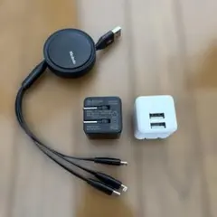 エレコム MPA-ACU11 2ポート充電器 ブラック&ホワイト 充電ケーブル付