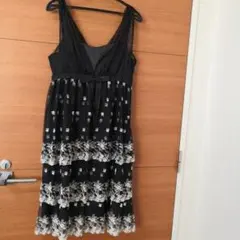 ブラック レース ノースリーブ ワンピース