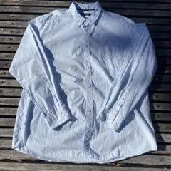 NAUTICA サンドポプリン 長袖シャツライトブルー ストライプ ビッグサイズ