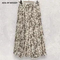 アズールバイマウジー ロングプリーツスカート ベージュ S 総柄 フェミニン