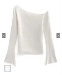 GRLワンショルダーフレアスリーブニットトップス[ru1102]オフホワイト