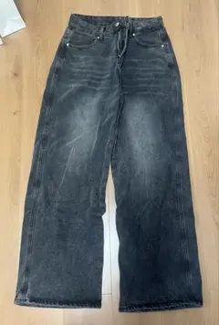 ブラックワイドレッグデニム