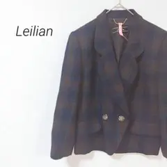 レリアン テーラードジャケット チェック ポケット ダブルボタン 肩パッド