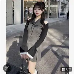 OLIVE des OLIVE YUI企画　ノースリーブシャツミニワンピース