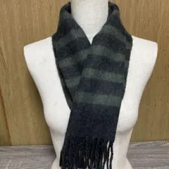 ❣美品　ストライプ マフラー 黒と緑 ☝˃̵͈̑ᴗ˂̵͈̑ ❤
