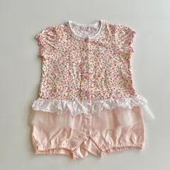 ミキハウス　ミキハウスファースト　うさこ　花柄　フリル　ロンパース