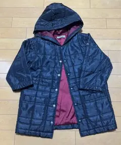 SONIA綿入り帽子付きコート ロングジャンパー110cmナイロン上着美品ベンチ