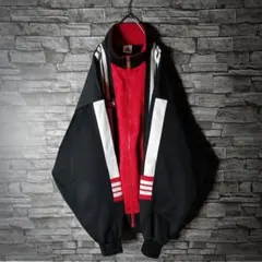 90ｓ古着☆アディダスジャージ デサント 切替カラー ラベルロゴ スリーライン