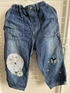 刺繍デザインのダークブルーデニムパンツのサムネイル