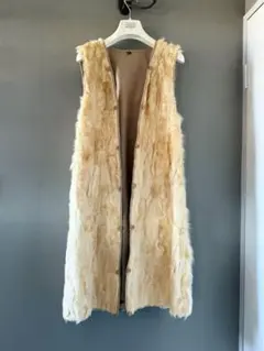 古着 ビンテージ 90s ファー ロングベスト リアル 毛皮 ジャケット コート