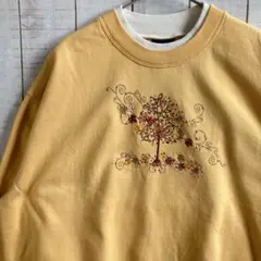 古着　長袖　スウェット 裏起毛　刺繍　アメカジ ゆるだぼ