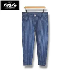 KaraKu ストライプワークパンツ カラク インディゴデニム W31