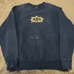 HUF ハフ　ネイビー スウェット　ブリーチ　刺繍