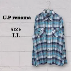 【UPrenoma】レノマ チェックシャツ 長袖 ゆったり（LL）大きいサイズ