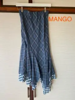 MANGO　青い格子縞　スカートのサムネイル