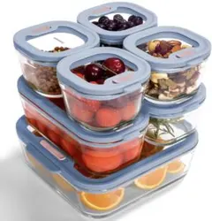 耐熱ガラス　保存容器　7個セット　ブルー