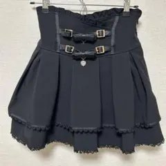 LIZLISA 2連リボンベルトスカパン ブラック