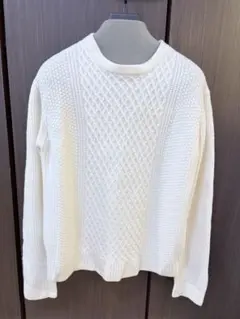 EDIFICE ケーブルニット ホワイト セーター　ウール