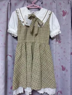 Bobon21 レイヤード風チェック柄Dollyワンピース