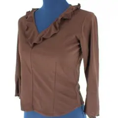 【美品 日本製社交ダンス衣装】トップス PAPILLON 茶色 無地 シンプル