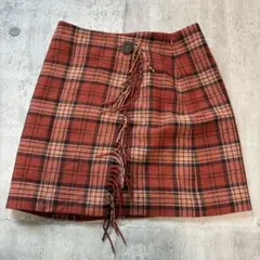 【クミキョク】組曲　スカート 赤　チェック　ミニスカート　Aライン