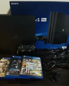 PS4 Pro本体 （箱あり）　付属品、カセット3本まとめ売りSONY GTA5