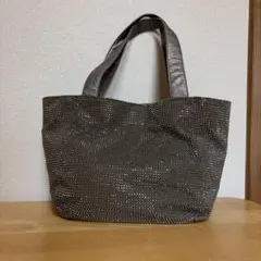 スタッズ装飾 トートバッグ メタリックグレー