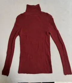 【ユニクロ】メリノリブタートルネックセーター17 RED WOMEN L