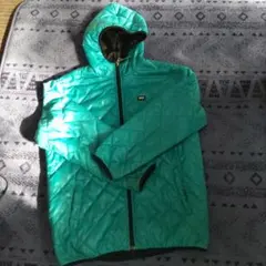 ターコイズ キルティング ナイロンジャケット フード付き