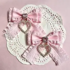 【推し活に】ピンク フリルリボン ヘアクリップ 量産型 地雷系 ゆめかわいい