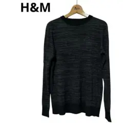 H&M ダークグレー ストライプ ニットセーター