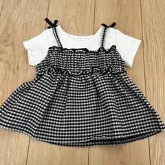 ギンガムチェック フリル付き トップス 90