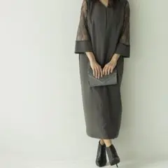 epic day ディープスリットネックロングワンピース ドレス L チャコール