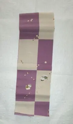 ポリ半衿　市松に狛犬柄