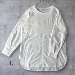 【未使用】any FAM シャツコンビレイヤードカットソー 白 Ｌ　長袖